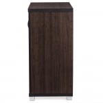 Baxton Studio Zentra Modern and Contemporary Dark Brown Sideboard Storage Cabinet with Glass Doors